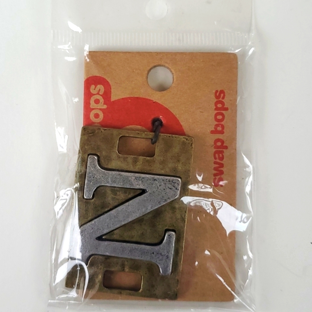 Boutique Swap Bops Adornment Charm Large Rectangle N Any Necklace or Bracelet